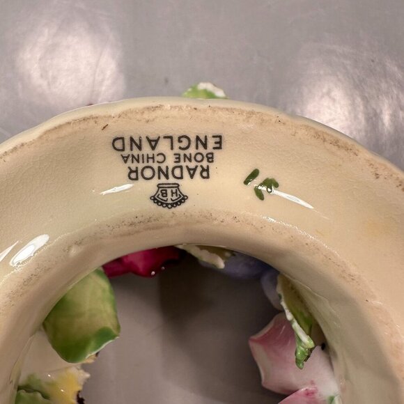 Radnor Floral Crown Horseshoe England Staffordshire Fine Bone China Vintage - Picture 9 of 14